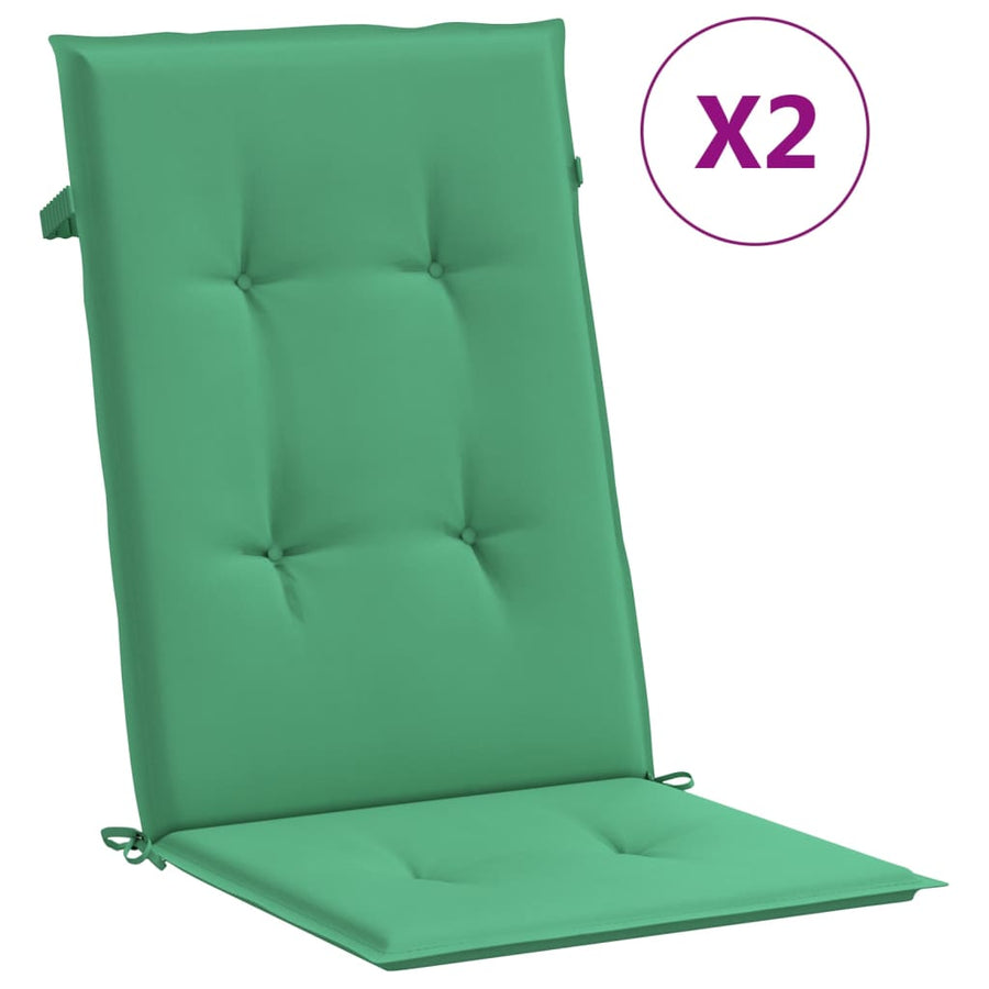 Tuinstoelkussens 2 st hoge rug 120x50x3 cm stof groen 2 120 x 50 x 3 cm Groen