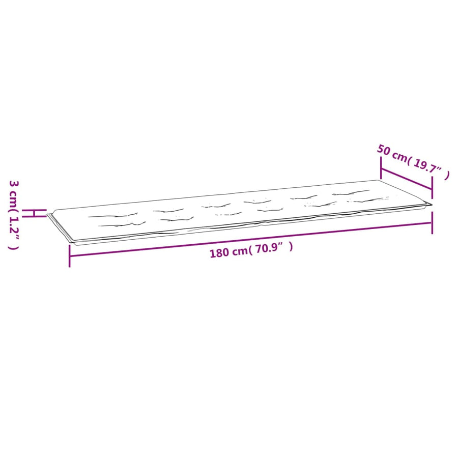 Tuinbankkussen 180x50x3 cm oxford stof antracietkleurig 180 x 50 x 3 cm Antraciet