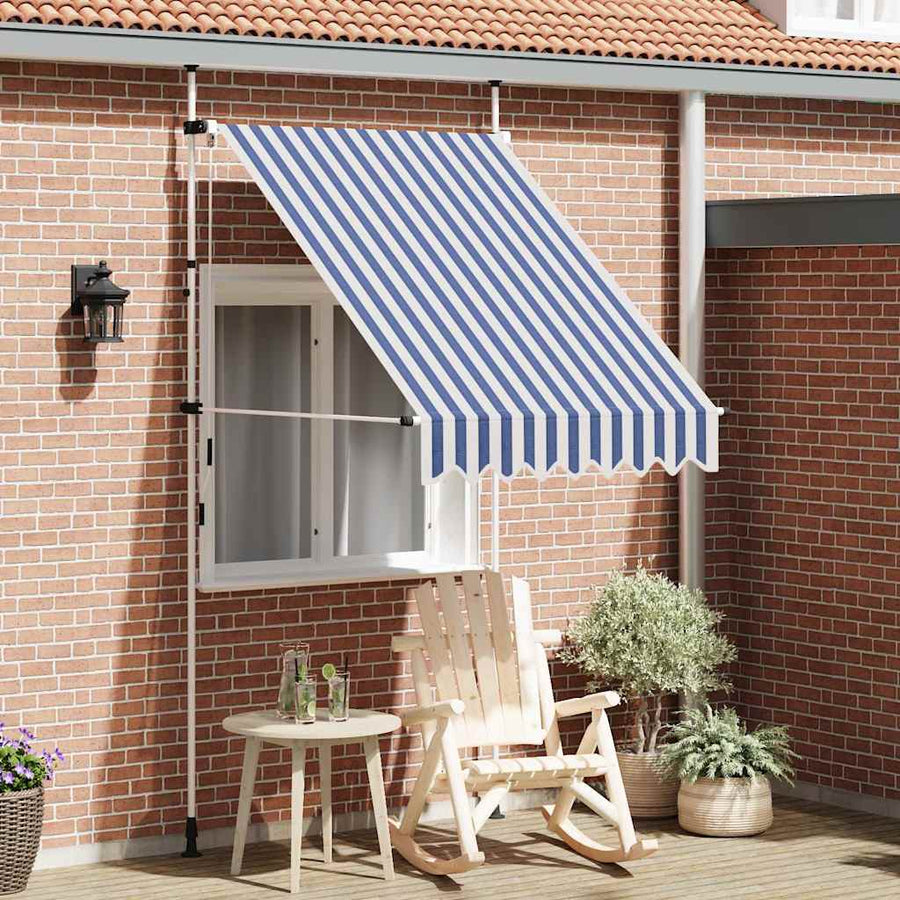 Luifel Handmatig Uittrekbaar Te Strepen Blauw En Wit 1