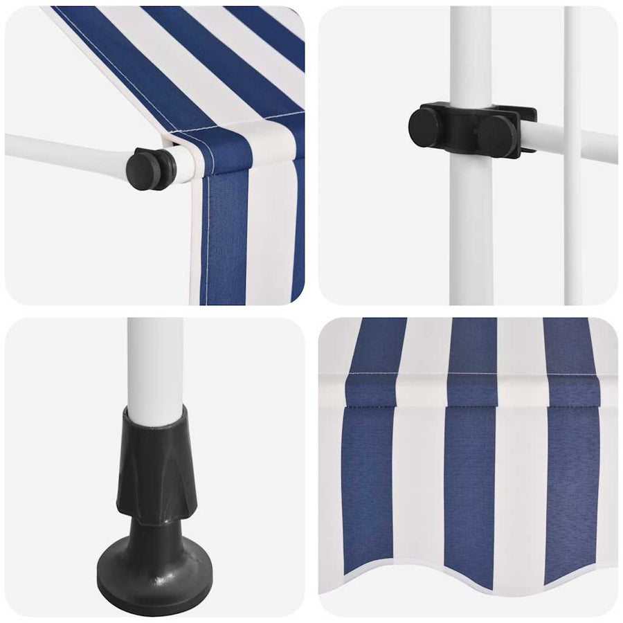 Luifel Handmatig Uittrekbaar Te Strepen Blauw En Wit 1