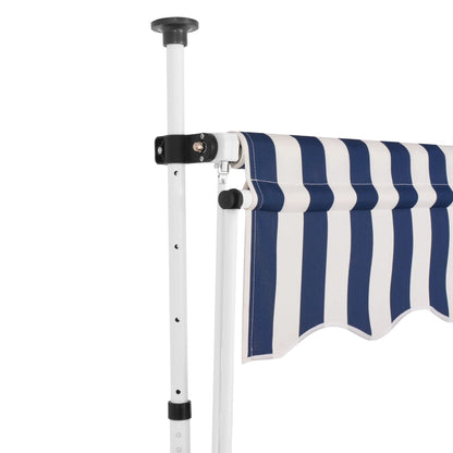 Luifel Handmatig Uittrekbaar Te Strepen 250 cm Blauw en wit
