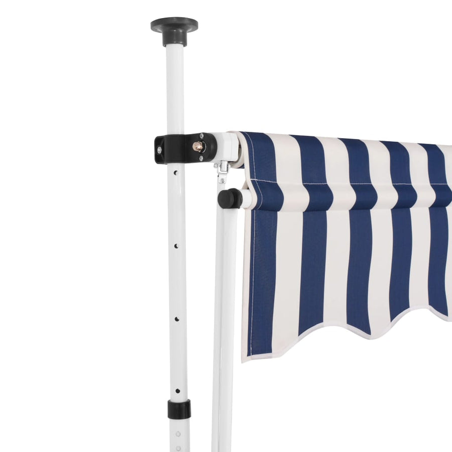 Luifel Handmatig Uittrekbaar Te Strepen 250 cm Blauw en wit