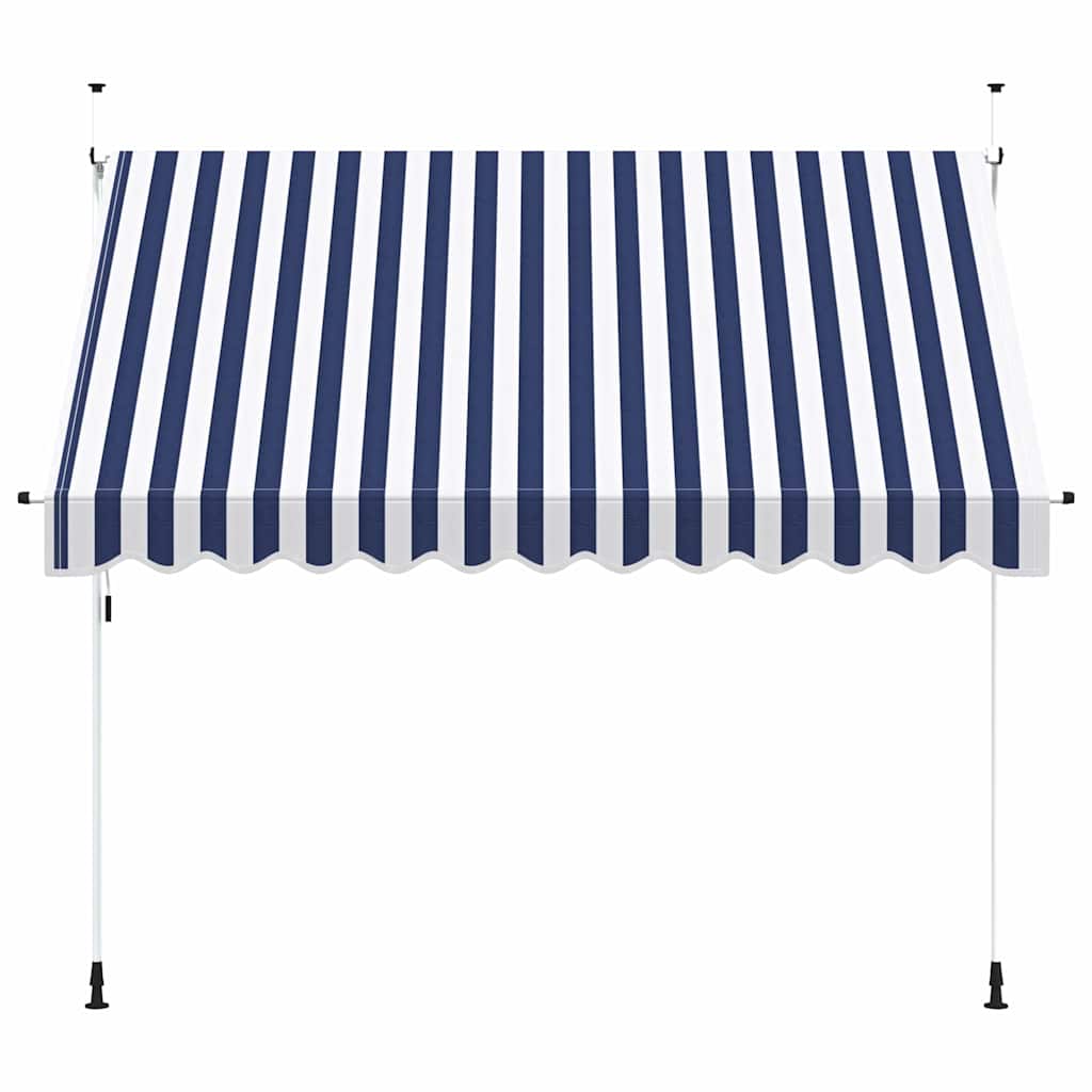 Luifel Handmatig Uittrekbaar Te Strepen Blauw En Wit 1
