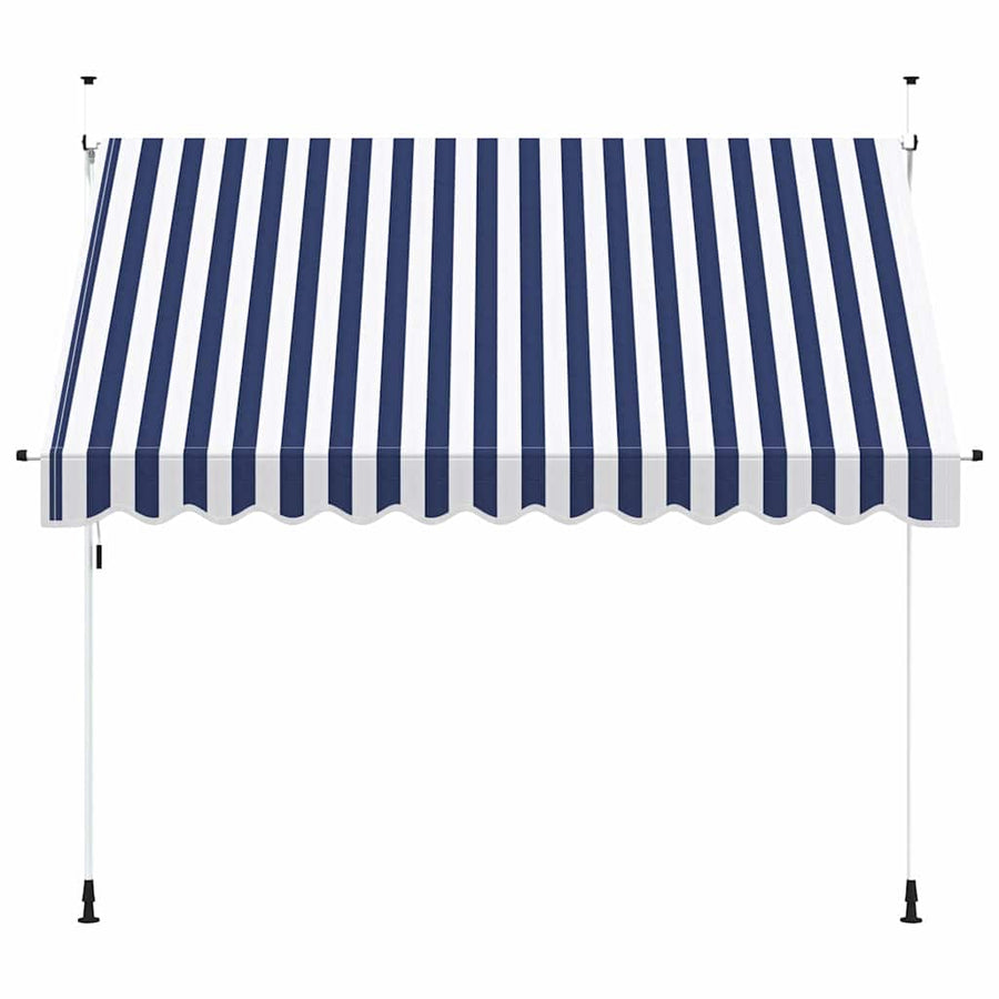 Luifel Handmatig Uittrekbaar Te Strepen Blauw En Wit 1
