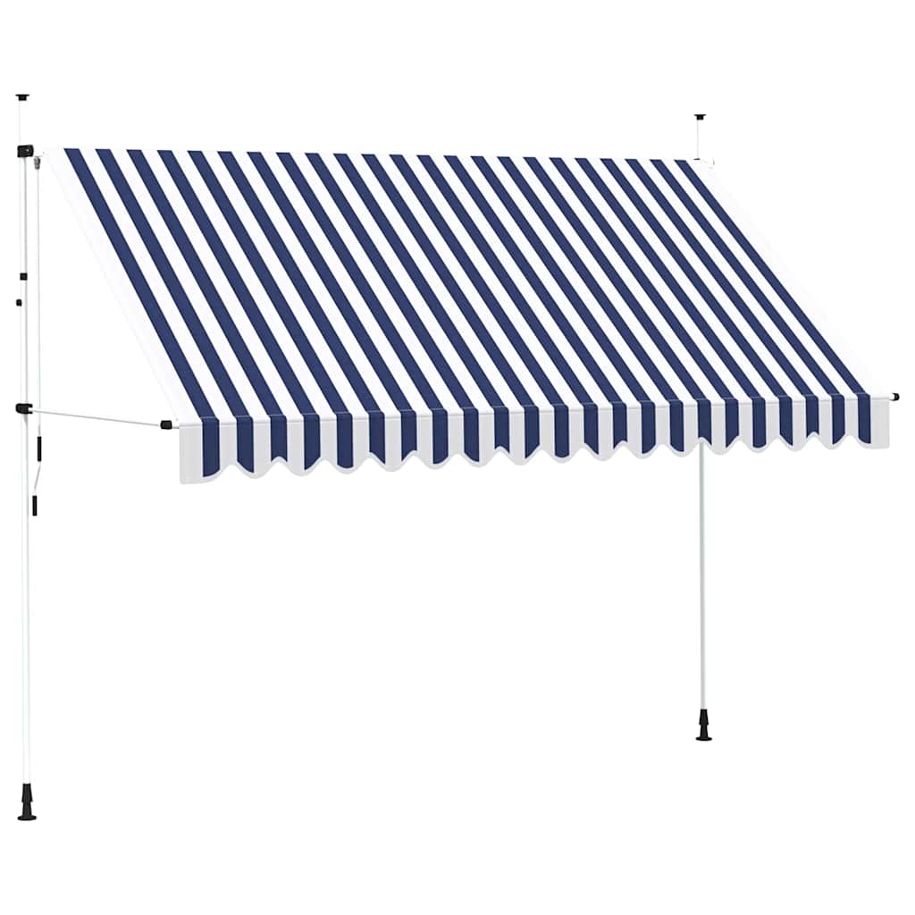 Luifel Handmatig Uittrekbaar 350 Cm Blauw En Witte Strepen Blauw En Wit