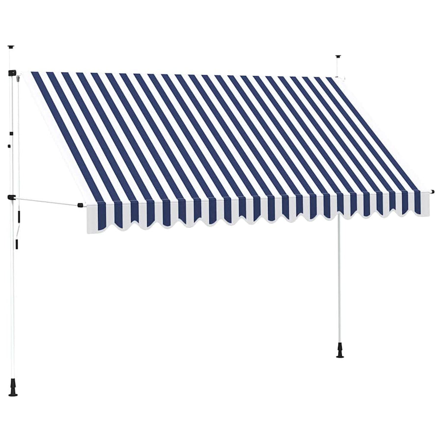 Luifel Handmatig Uittrekbaar 350 Cm Blauw En Witte Strepen Blauw En Wit