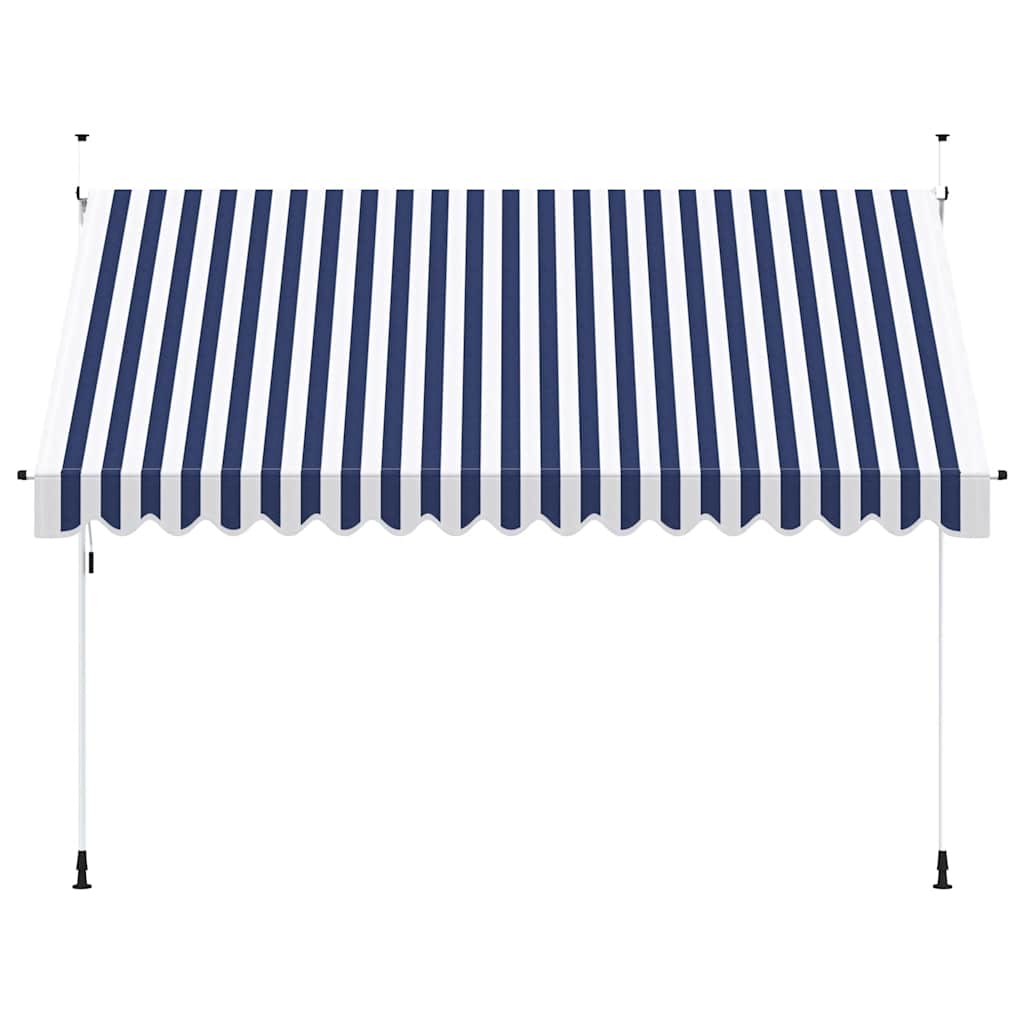 Luifel Handmatig Uittrekbaar 350 Cm Blauw En Witte Strepen Blauw En Wit