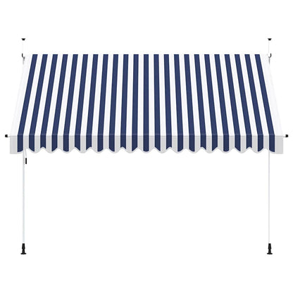 Luifel Handmatig Uittrekbaar 350 Cm Blauw En Witte Strepen Blauw En Wit