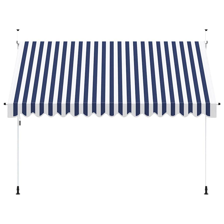 Luifel Handmatig Uittrekbaar 350 Cm Blauw En Witte Strepen Blauw En Wit