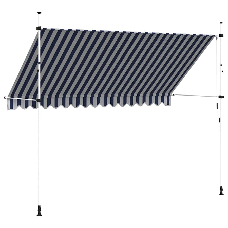 Luifel Handmatig Uittrekbaar 350 Cm Blauw En Witte Strepen Blauw En Wit