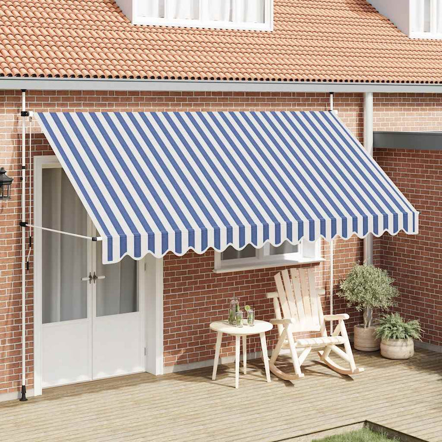 Luifel Handmatig Uittrekbaar Te Strepen Blauw En Wit 1