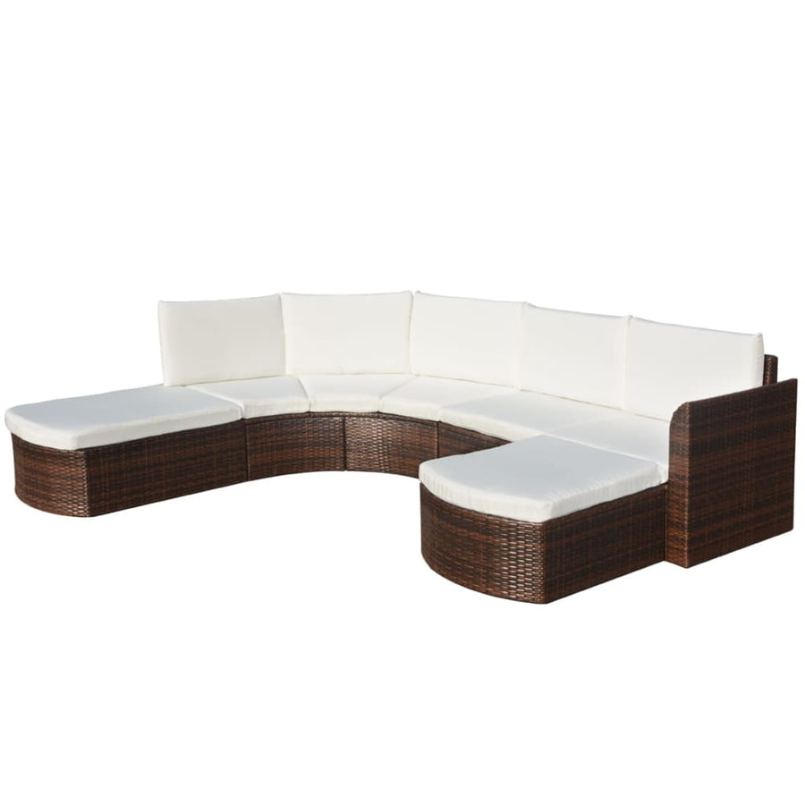 Loungeset Met Kussens Poly Rattan Bruin