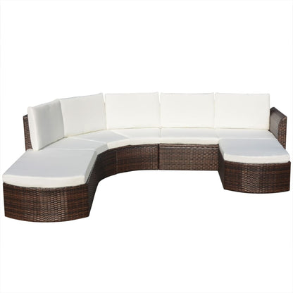 Loungeset Met Kussens Poly Rattan Bruin