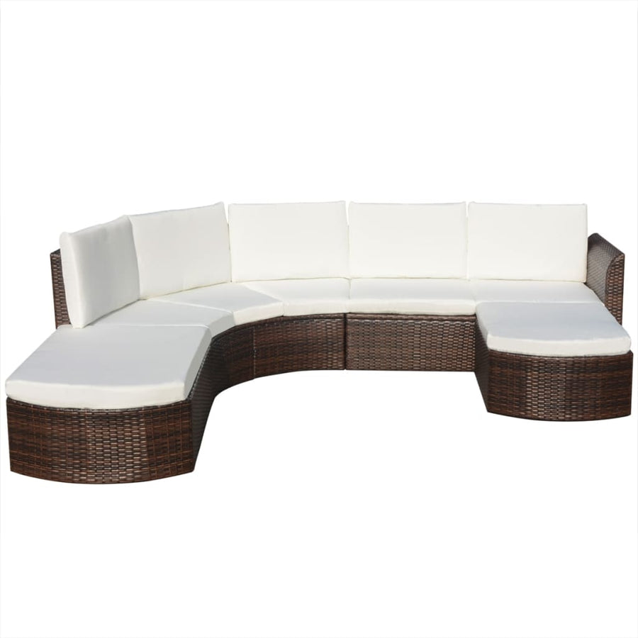 Loungeset Met Kussens Poly Rattan Bruin
