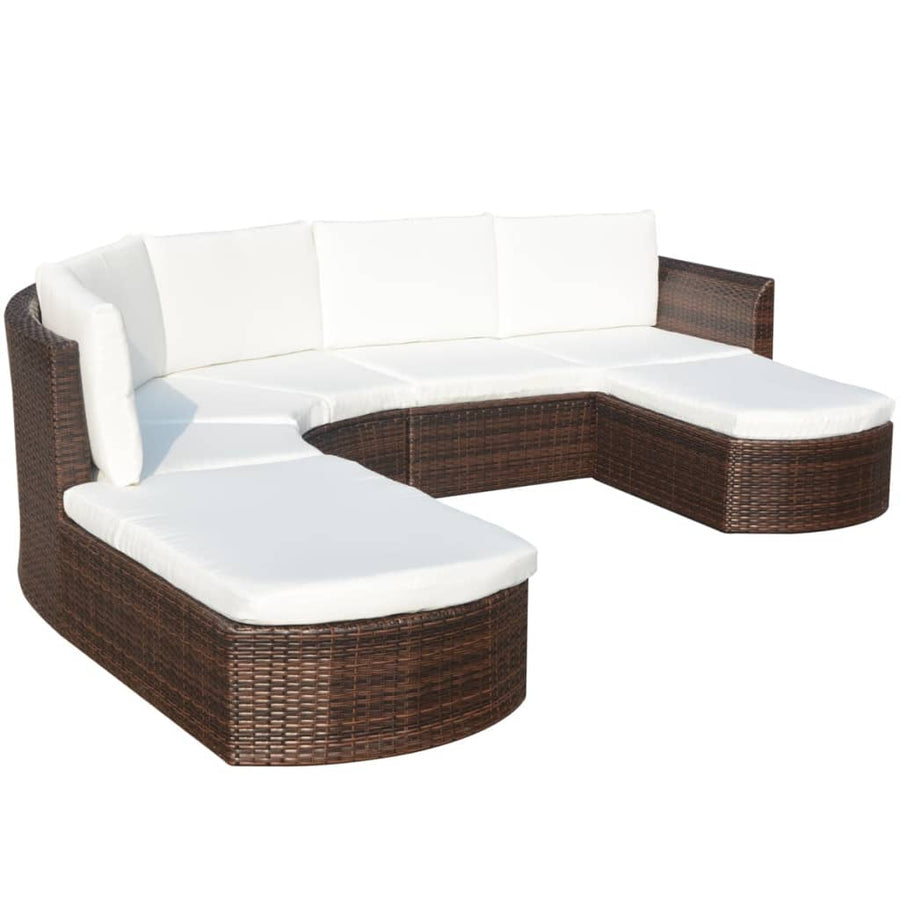 Loungeset Met Kussens Poly Rattan Bruin
