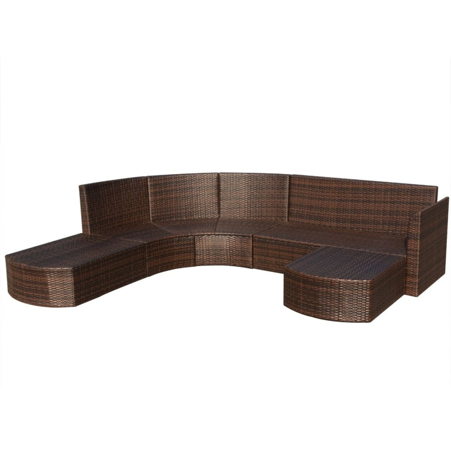Loungeset Met Kussens Poly Rattan Bruin