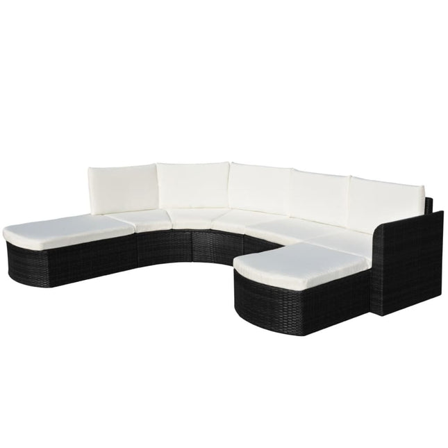 -Delige Loungeset Met Kussens Poly Rattan Zwart