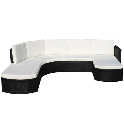 -Delige Loungeset Met Kussens Poly Rattan Zwart