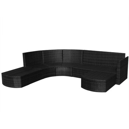 -Delige Loungeset Met Kussens Poly Rattan Zwart
