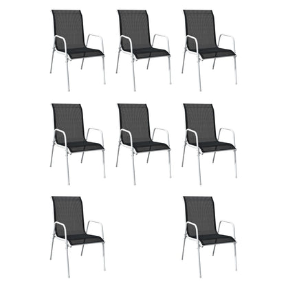 9-Delige Tuinset Staal Zwart 190 x 90 x 74 cm