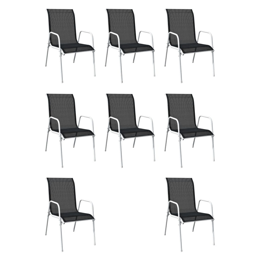 9-Delige Tuinset Staal Zwart 190 x 90 x 74 cm