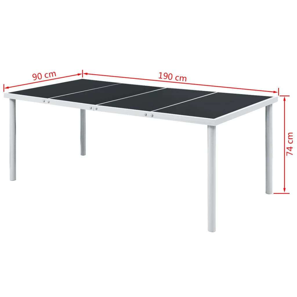 9-Delige Tuinset Staal Zwart 190 x 90 x 74 cm