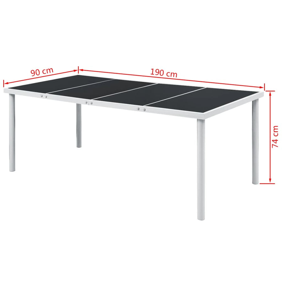 9-Delige Tuinset Staal Zwart 190 x 90 x 74 cm