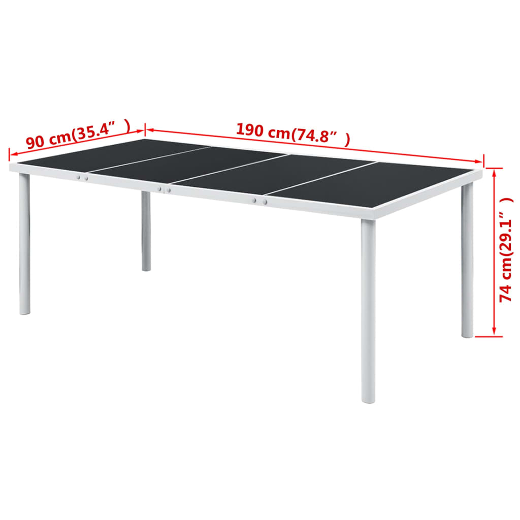 Tuintafel 90X90X74 Cm Staal Zwart 190 cm