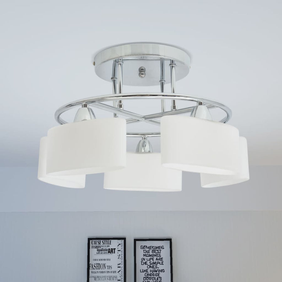 Plafondlamp Met Ellipsvormige Glazen Kappen 5Xe14 200W 5