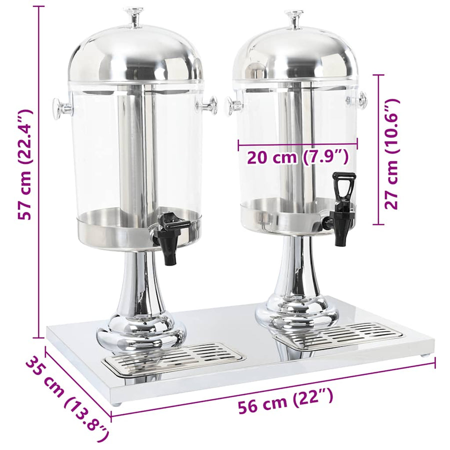 Dubbele Sapdispenser Roestvrij Staal 2X8 L