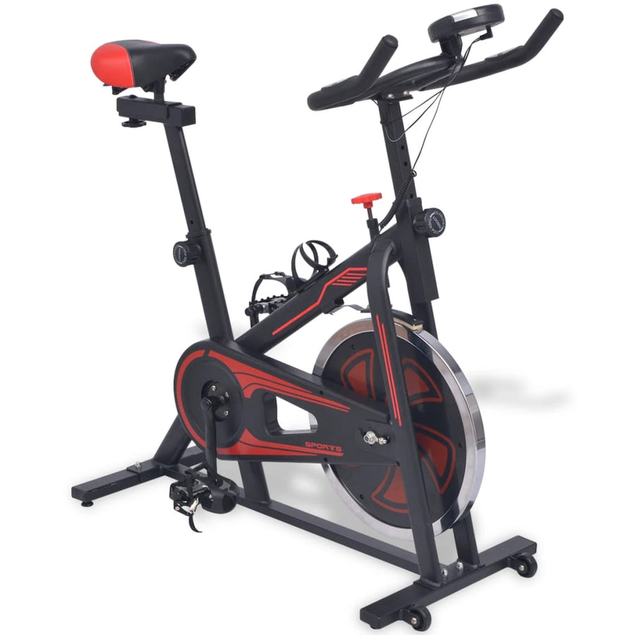 Hometrainer met hartslagsensoren en rood Zwart