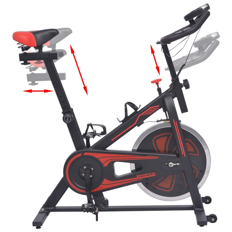Hometrainer met hartslagsensoren en rood Zwart