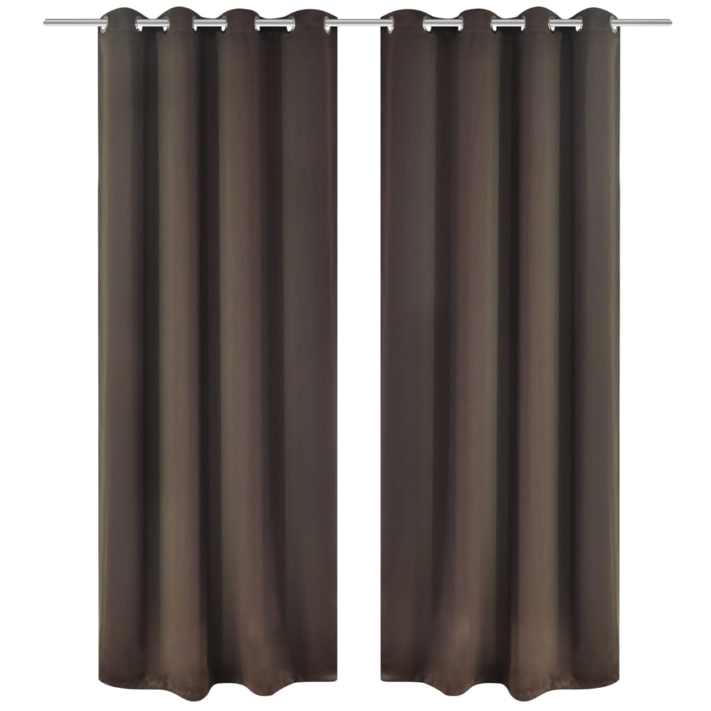 Gordijnen Met Metalen Ringen Verduisterend 135X175 Bruin 2 St
