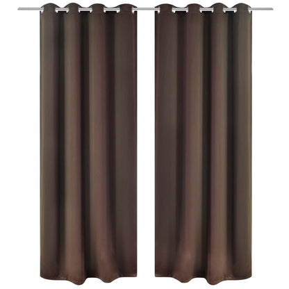 Gordijnen Met Metalen Ringen Verduisterend 135X175 Bruin 2 St