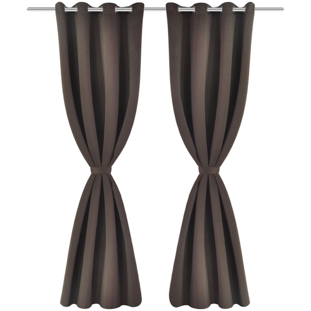 Gordijnen Met Metalen Ringen Verduisterend 135X175 Bruin 2 St