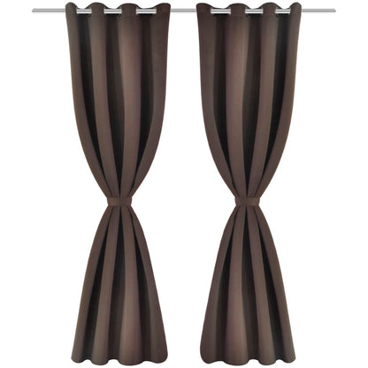 Gordijnen Met Metalen Ringen Verduisterend 135X175 Bruin 2 St