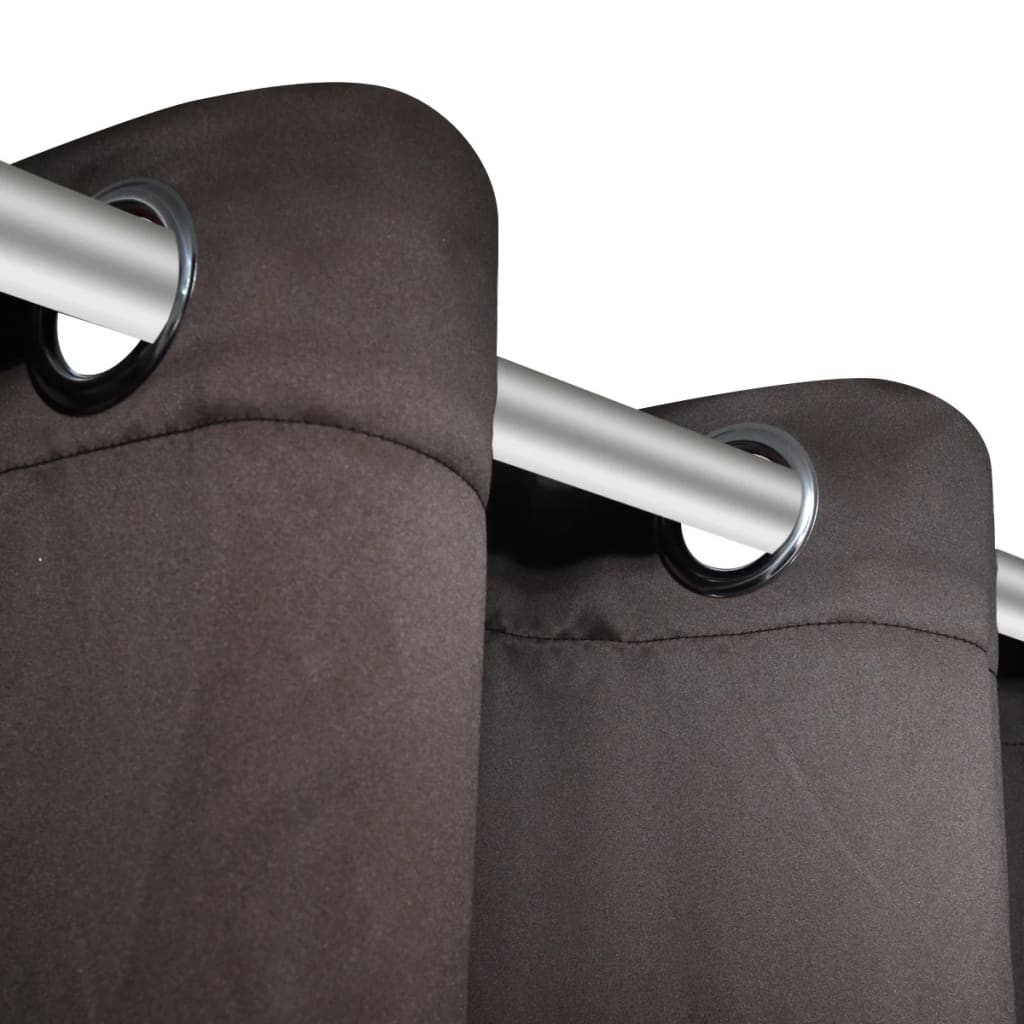 Gordijnen Met Metalen Ringen Verduisterend 135X175 Bruin 2 St