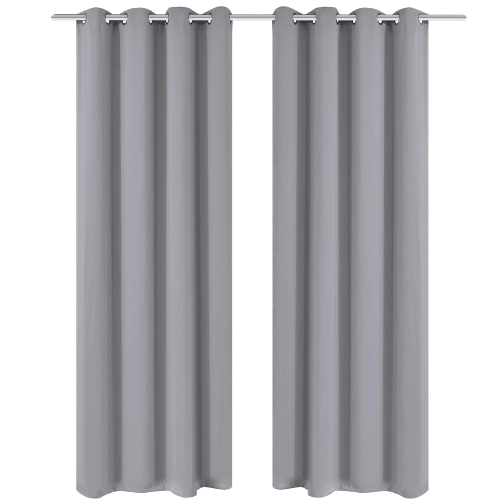 Gordijnen Met Metalen Ringen Verduisterend 135X175 St 135 x 175 cm Grijs