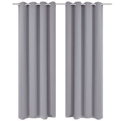 Gordijnen Met Metalen Ringen Verduisterend 135X175 St 135 x 175 cm Grijs