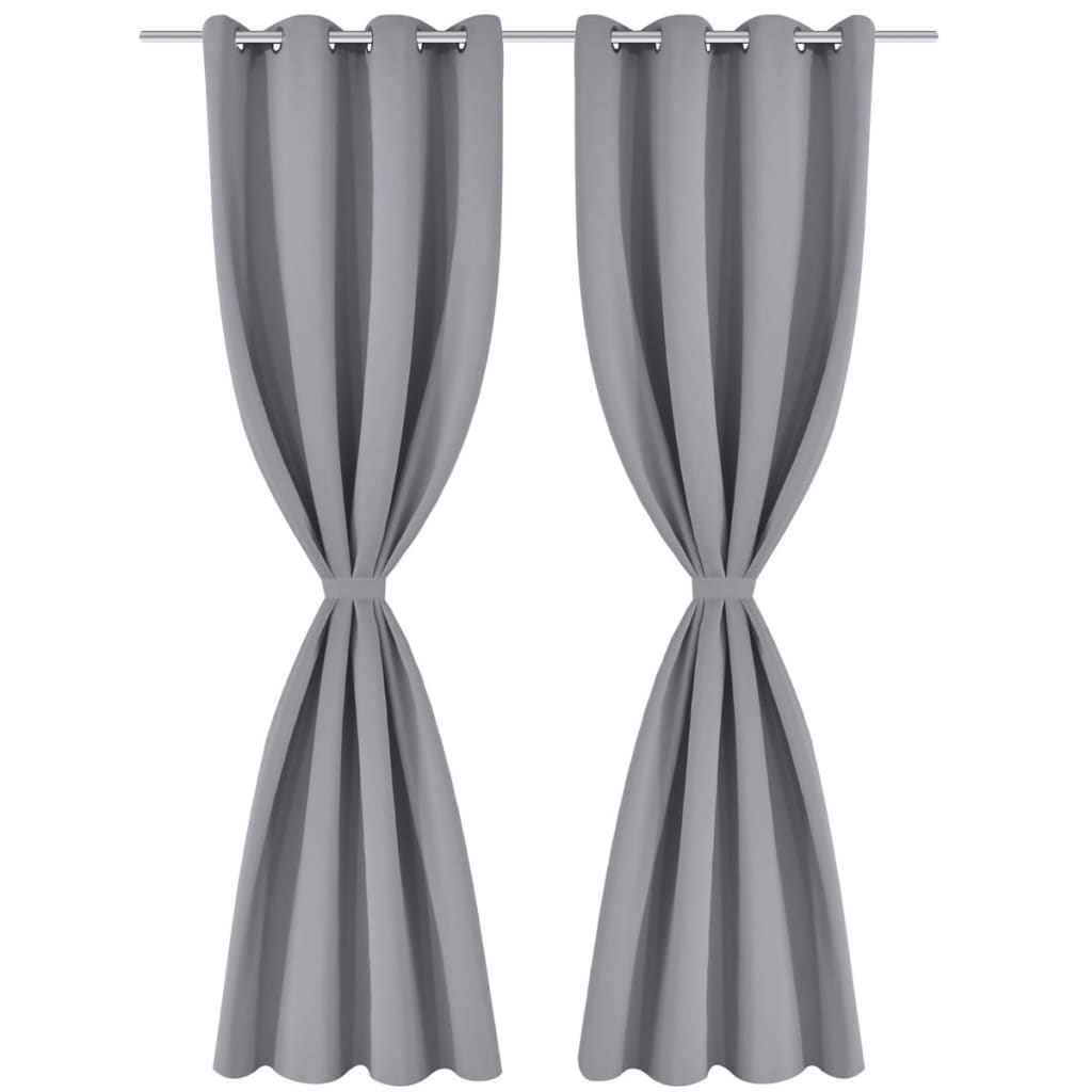 Gordijnen Met Metalen Ringen Verduisterend 135X175 St 135 x 175 cm Grijs