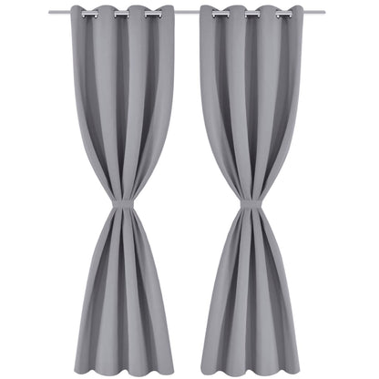 Gordijnen Met Metalen Ringen Verduisterend 135X175 St 135 x 175 cm Grijs