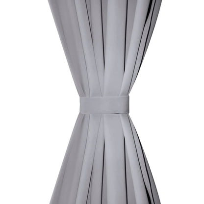 Gordijnen Met Metalen Ringen Verduisterend 135X175 St 135 x 175 cm Grijs