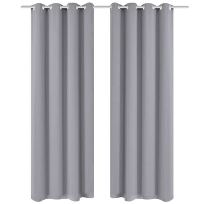 Gordijn Met Metalen Ringen Verduisterend 270X245 Grijs 1 270 x 245 cm