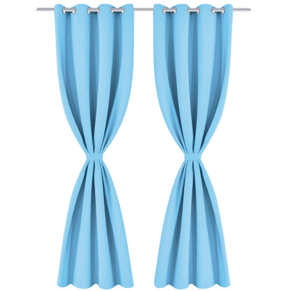 Gordijnen Met Metalen Ringen Verduisterend 135X175 St 135 x 175 cm Turquoise