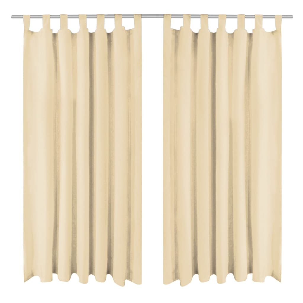 Micro-Satijnen Gordijnen Met Lussen 140X St 245 cm Beige