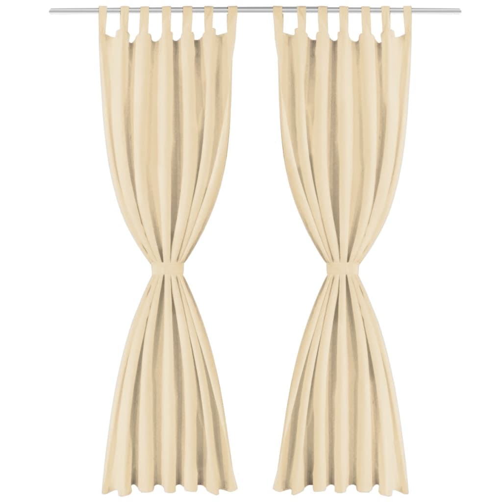 Micro-Satijnen Gordijnen Met Lussen 140X St 245 cm Beige