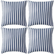 Buitenkussens 45x45 cm gestreept marineblauw (4 stuks)