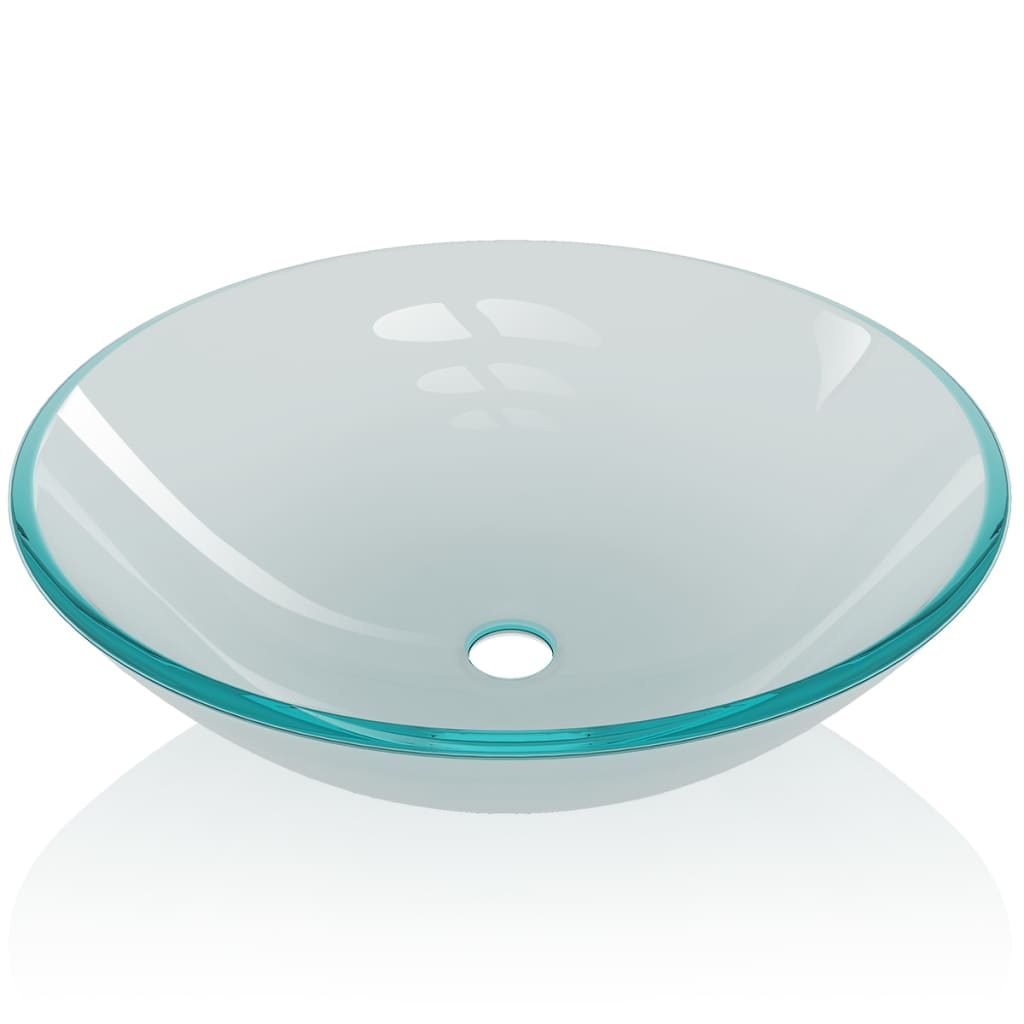 Wasbak gehard glas 42 cm matglas Mat Geen kraan