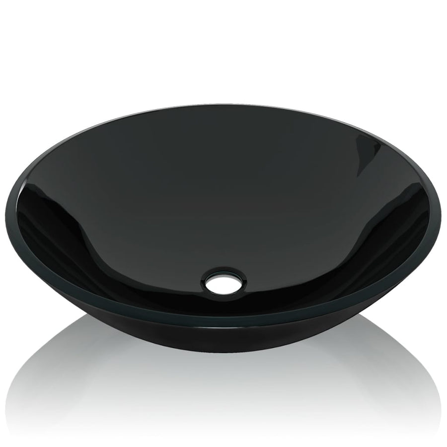 Wasbak Gehard Glas 42 Cm Zwart