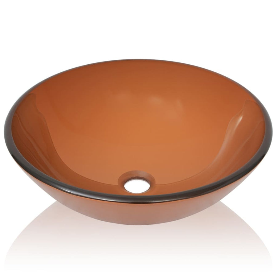 Wasbak gehard glas 42 cm bruin Bruin Geen kraan